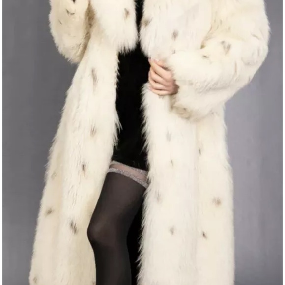 BLUE FOX COAT LUXURY FUR SWINGER VERY LONG - Picture 5 of 9